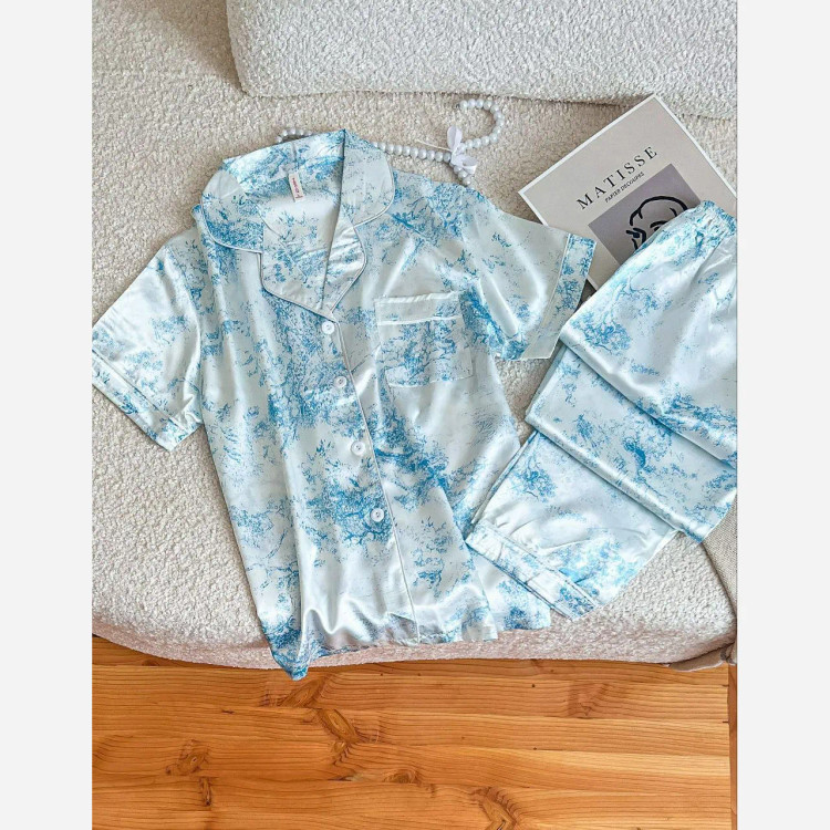 ست بلوز شلوار ساتن زنانه وارداتی شیک و راحت مناسب چهارفصل سایز XL 2XL