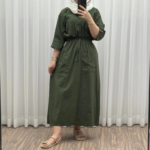 ماکسی دانشجویی مدل بویان کد 921 فری سایز تا 44 جنس لینن چهارفصل شیک و راحت کمربنددار