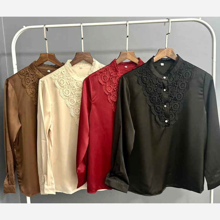 شومیز مجلسی ساتن مدل آمیتیست کد 1201 مناسب تا سایز 50 چهار فصل تنخور شیک و راحت