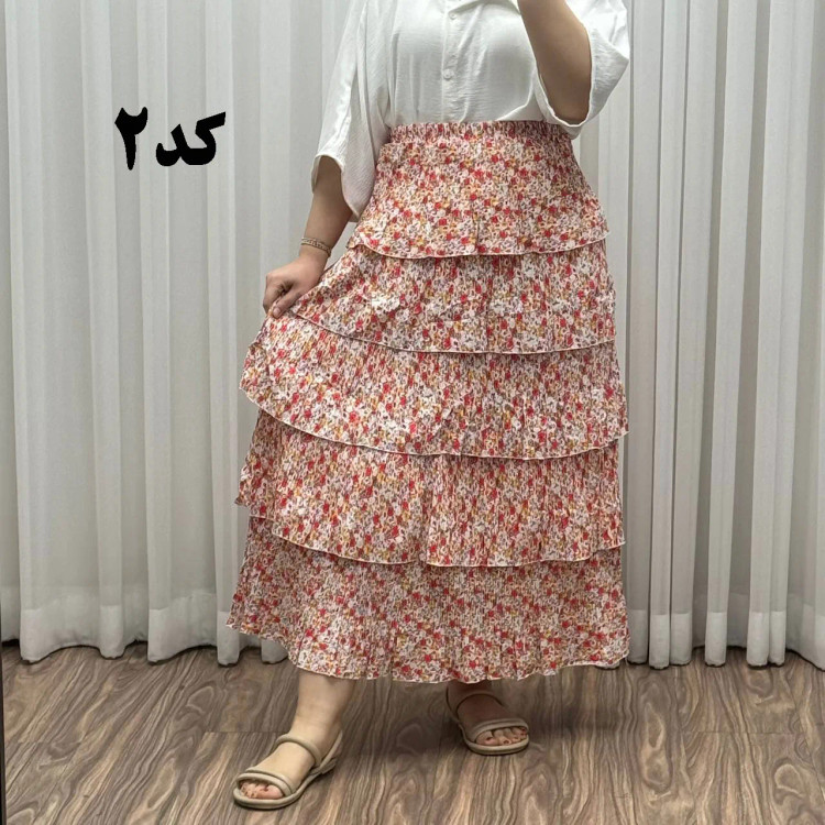 دامن وارداتی نخ کریشه فری سایز تا 48 قد 130 زنانه چهارفصل شیک راحت بدون بدن نما