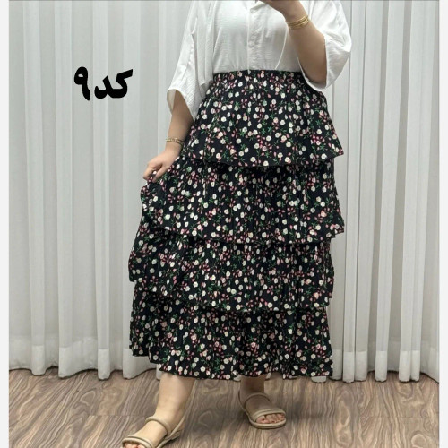 دامن وارداتی نخ کریشه فری سایز تا 48 قد 130 زنانه چهارفصل شیک راحت بدون بدن نما