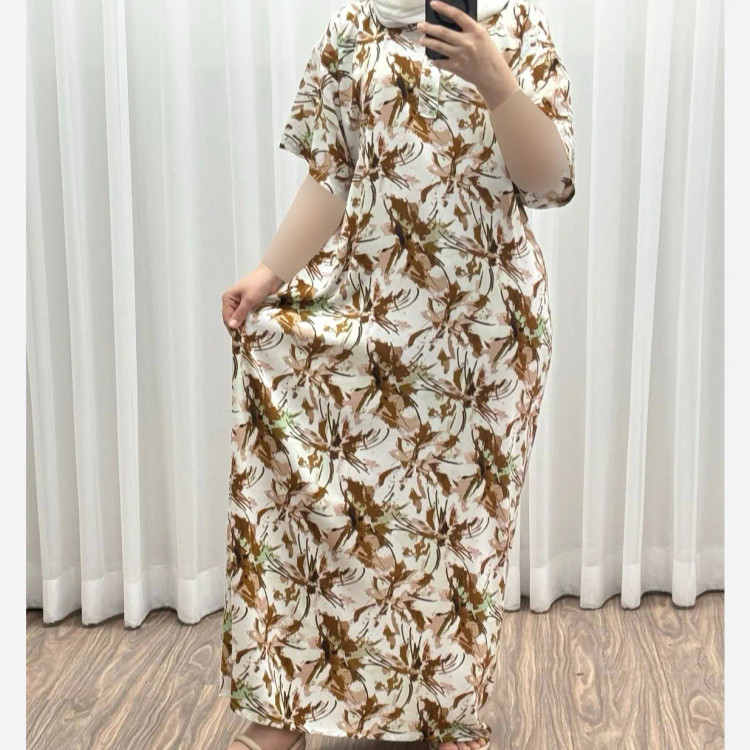 پیراهن ساحلی نخی زنانه فری سایز تا 52 کد 933 کمربنددار چهارفصل شیک راحت بدون آبرفت و رنگ رفت سایه نمیندازد