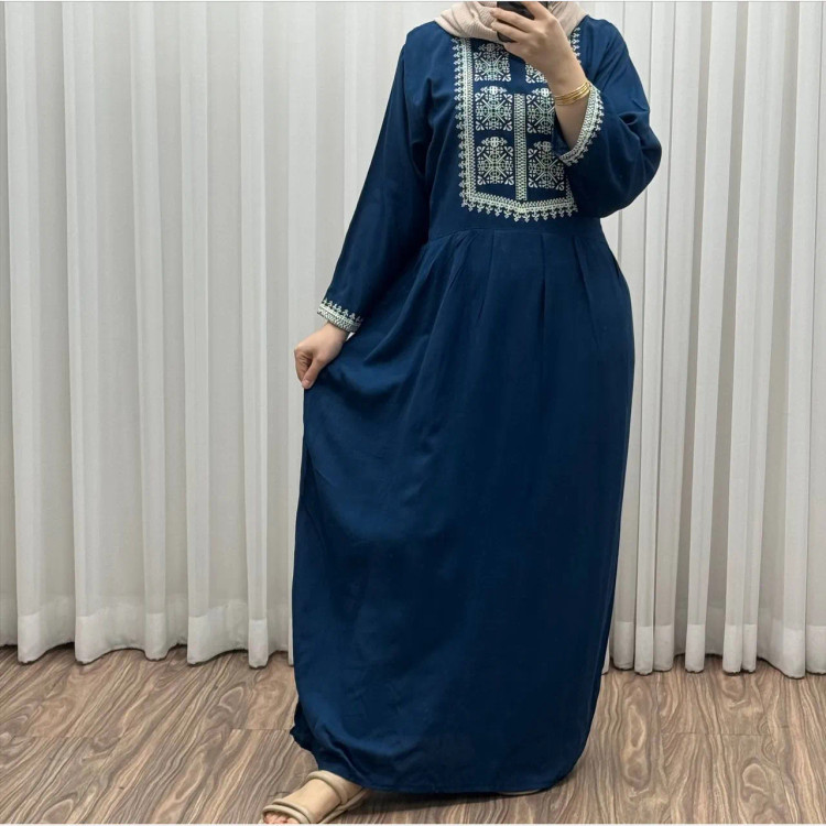 پیراهن ساحلی نخی فری سایز تا 46 مدل ساره کد 1499 با کمربند | تنخور شیک و راحت | مناسب چهارفصل | بدون آبرفت و رنگرفت