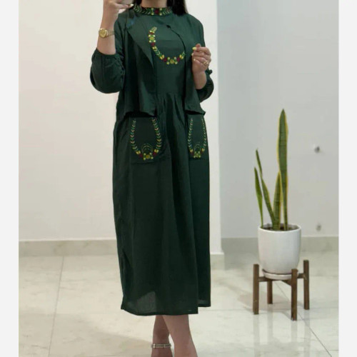 کت سارافون نخی گلدوزی فری سایز زنانه مدل ملیح کد 1330 تن خور شیک و راحت چهار فصل مناسب تا سایز 54