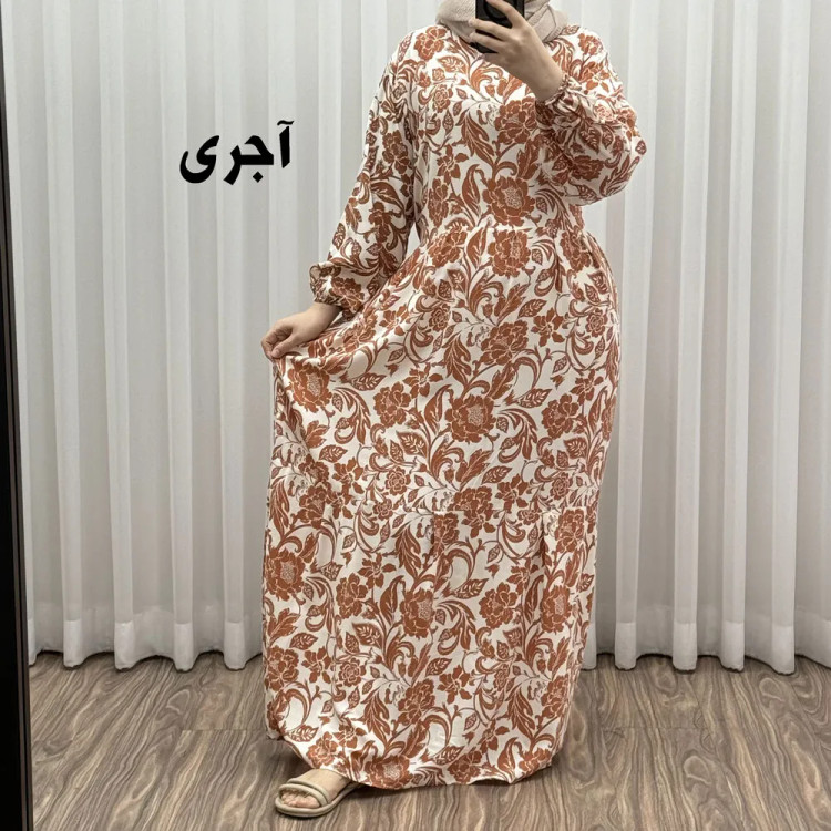 پیراهن فلور بوگاتی مدل ایوبی فری سایز زنانه تا سایز 46 چهارفصل شیک و راحت با کمربند سایه نمیاندازد