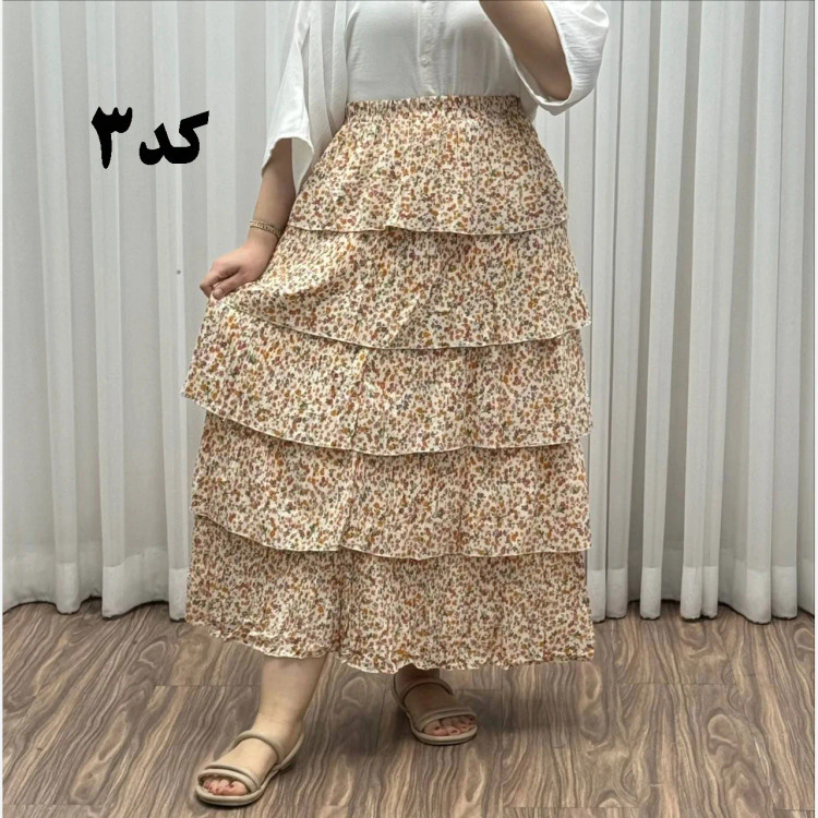 دامن وارداتی نخ کریشه فری سایز تا 48 قد 130 زنانه چهارفصل شیک راحت بدون بدن نما