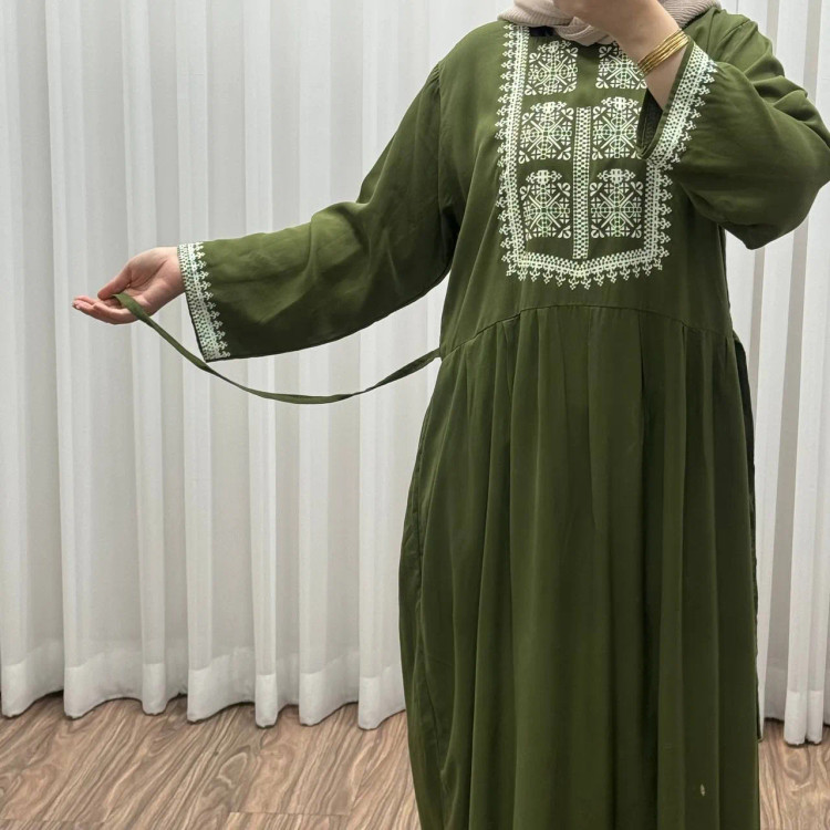 پیراهن ساحلی نخی فری سایز تا 46 مدل ساره کد 1499 با کمربند | تنخور شیک و راحت | مناسب چهارفصل | بدون آبرفت و رنگرفت