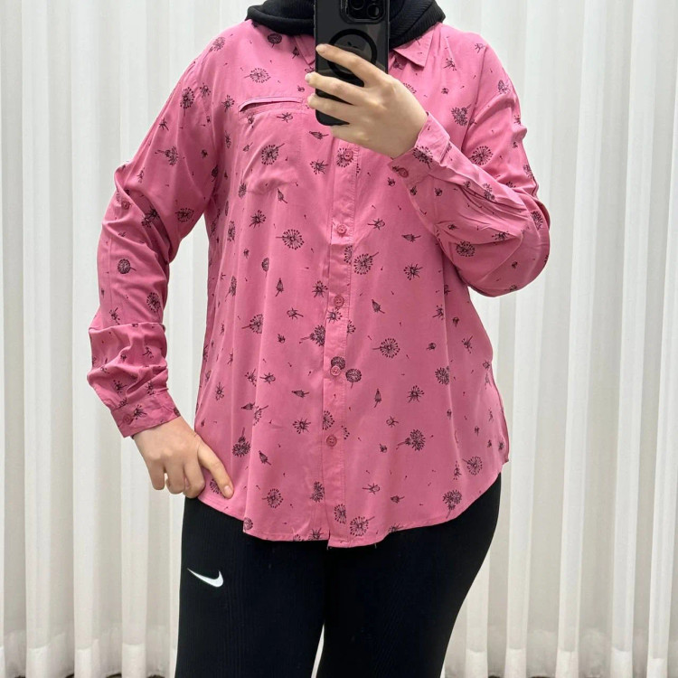 شومیز نخی زنانه مدل قاصدک فری سایز تا 50 کد 1366 تنخور شیک و راحت چهارفصل دکمهدار بدون سایه انداختن