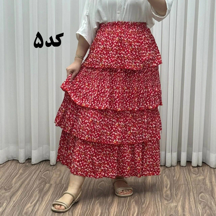 دامن وارداتی نخ کریشه فری سایز تا 48 قد 130 زنانه چهارفصل شیک راحت بدون بدن نما