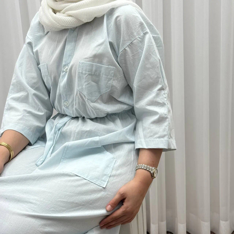 ماکسی دانشجویی مدل بویان کد 921 فری سایز تا 44 جنس لینن چهارفصل شیک و راحت کمربنددار