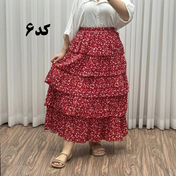 دامن وارداتی نخ کریشه فری سایز تا 48 قد 130 زنانه چهارفصل شیک راحت بدون بدن نما