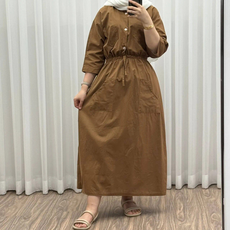 ماکسی دانشجویی مدل بویان کد 921 فری سایز تا 44 جنس لینن چهارفصل شیک و راحت کمربنددار