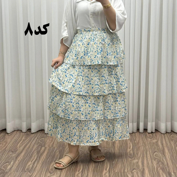 دامن وارداتی نخ کریشه فری سایز تا 48 قد 130 زنانه چهارفصل شیک راحت بدون بدن نما