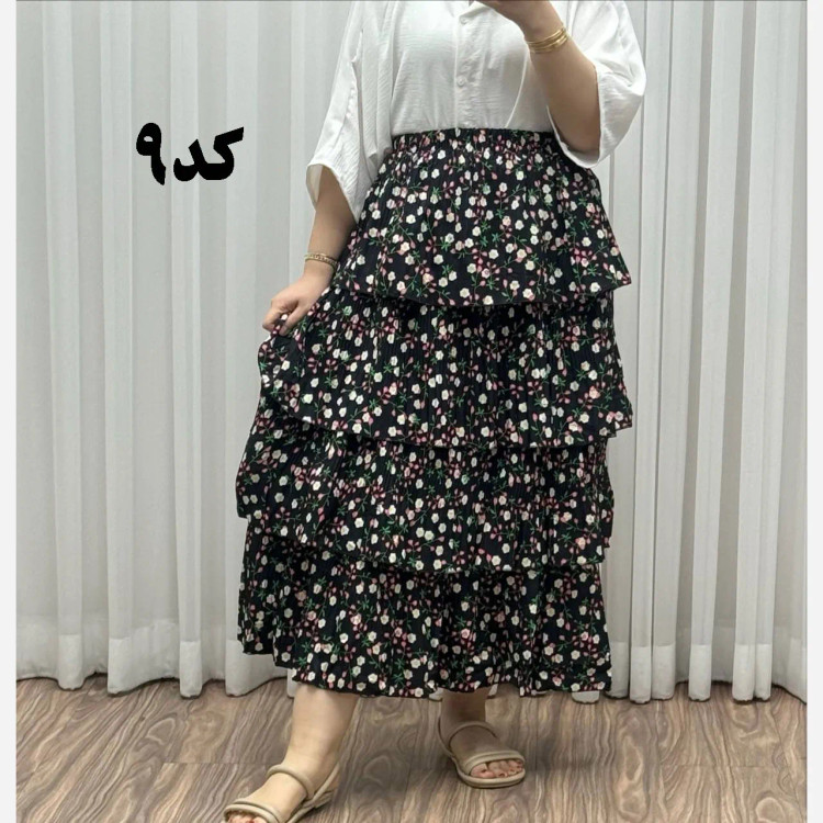 دامن وارداتی نخ کریشه فری سایز تا 48 قد 130 زنانه چهارفصل شیک راحت بدون بدن نما