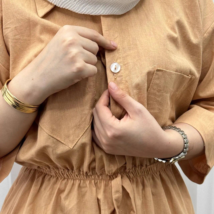 ماکسی دانشجویی مدل بویان کد 921 فری سایز تا 44 جنس لینن چهارفصل شیک و راحت کمربنددار