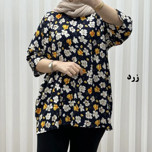 بلوز نخی زنانه بابونه فری سایز تا 52 کد 1731 تنخور راحت چهارفصل کمربنددار