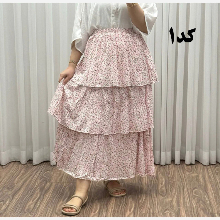دامن وارداتی نخ کریشه فری سایز تا 48 قد 130 زنانه چهارفصل شیک راحت بدون بدن نما