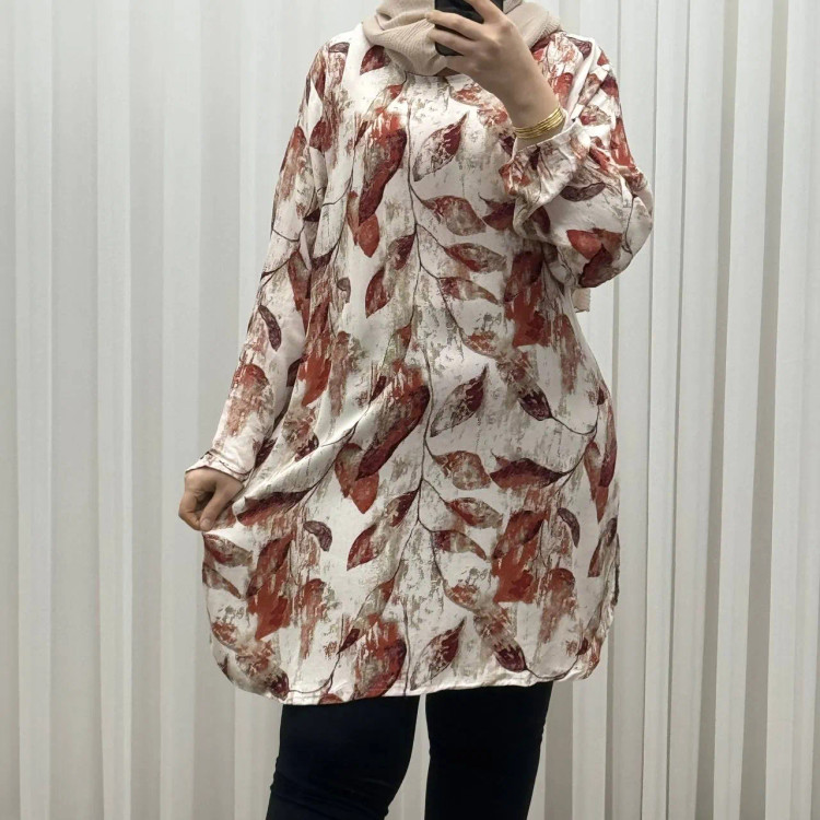 تونیک کرپ فلورینا کد 1451 فری سایز تا 52 چهارفصل زنانه دخترانه راحت بدون آبرفت و رنگ رفت