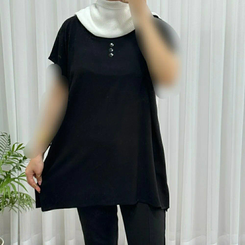 تاپ زنانه نخی شسته شده فری سایز مناسب تا سایز 50 چهارفصل تنخور آزاد و راحت