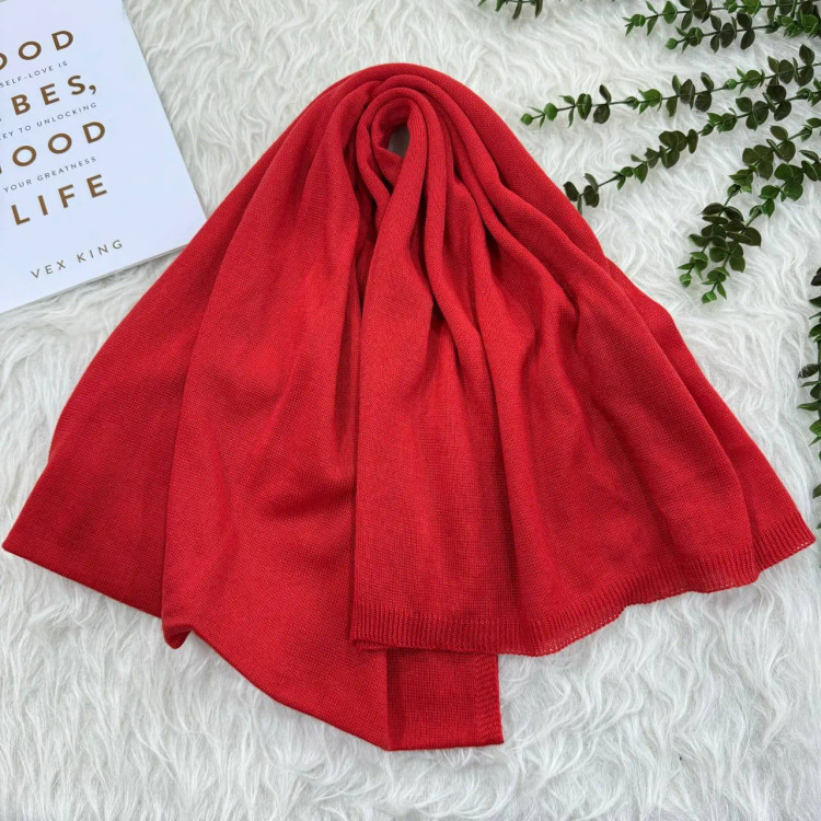 شال بافت ساده زنانه قواره بزرگ 200x65 سانتیمتر بدون آبرفت و رنگ رفت