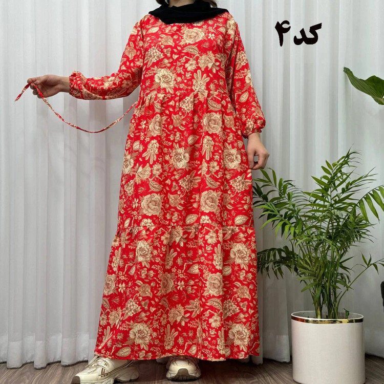 پیراهن ساحلی زنانه بوگاتی مدل دنیا فری سایز تا سایز 50 جنس فلور بوگاتی کمربنددار بدون بدن نما