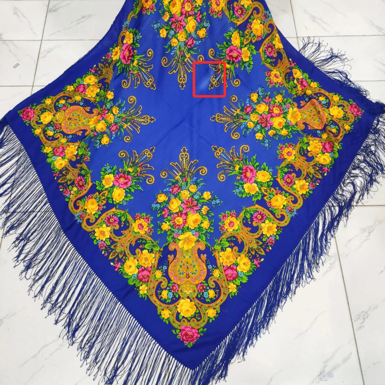 روسری نخی ترکمن قواره 140*140 کد R100178 وارداتی ترکیه ریشه دستباف