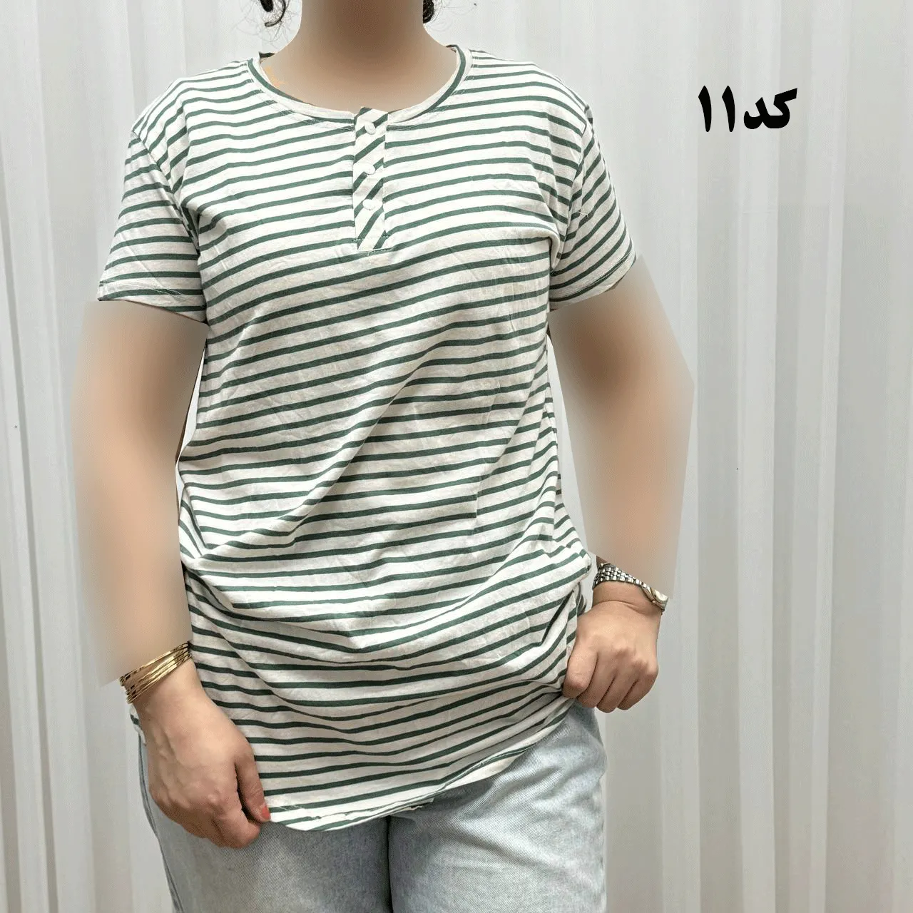 تیشرت نخی پنبه H&M جلودکمه کد 1164 چهارفصل زنانه و دخترانه تنخور راحت سایزبندی کامل
