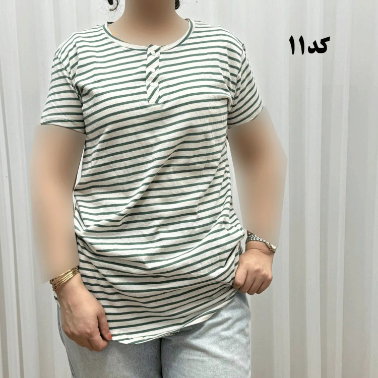 تیشرت نخی پنبه H&M جلودکمه کد 1164 چهارفصل زنانه و دخترانه تنخور راحت سایزبندی کامل