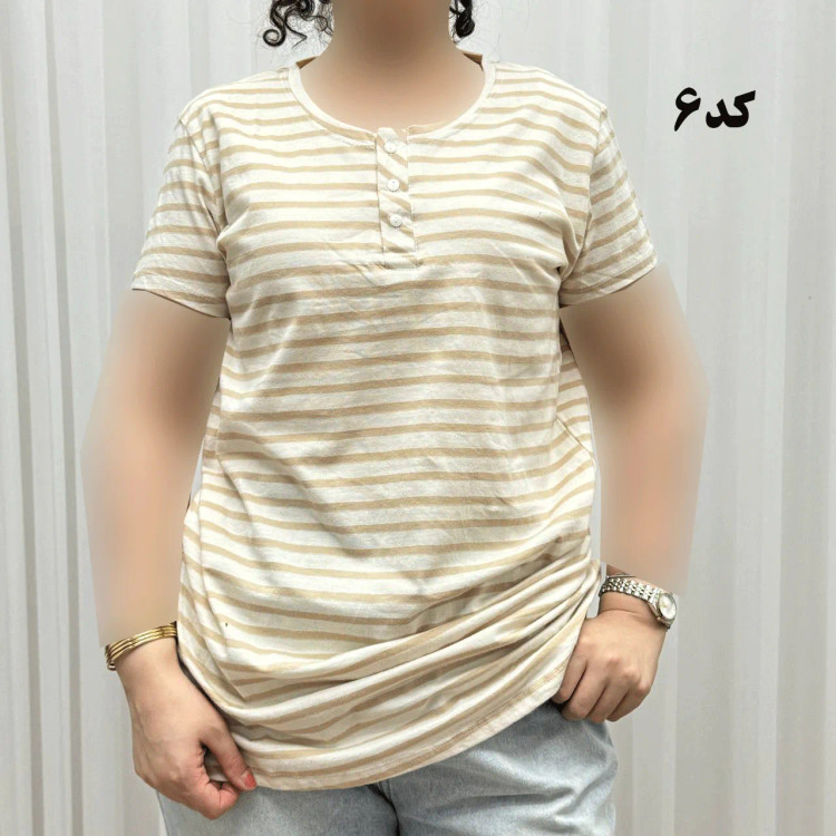 تیشرت نخی پنبه H&M جلودکمه کد 1164 چهارفصل زنانه و دخترانه تنخور راحت سایزبندی کامل