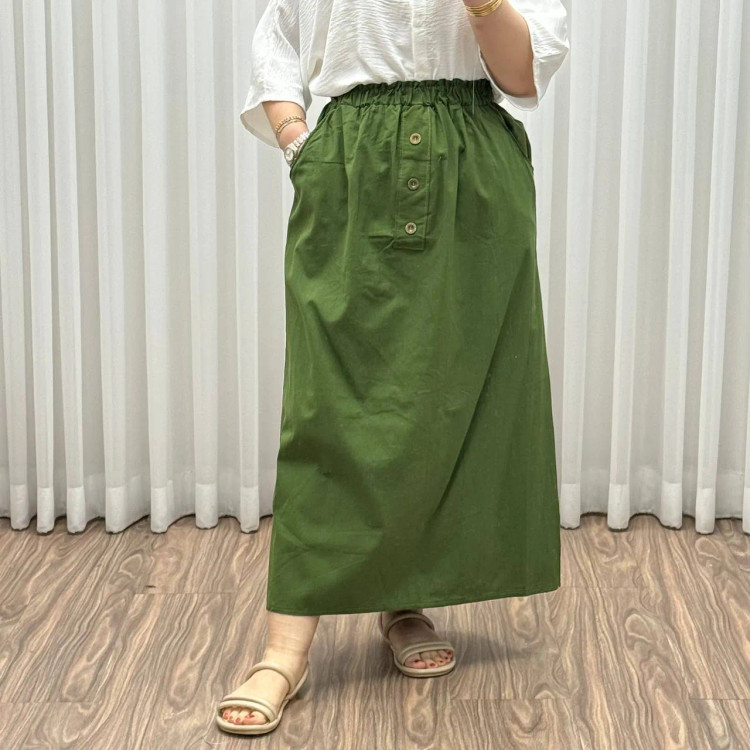 دامن لینن شمسی کد 1371 فری سایز تا 48 قد 95 سانتیمتر چهارفصل زنانه روزمره