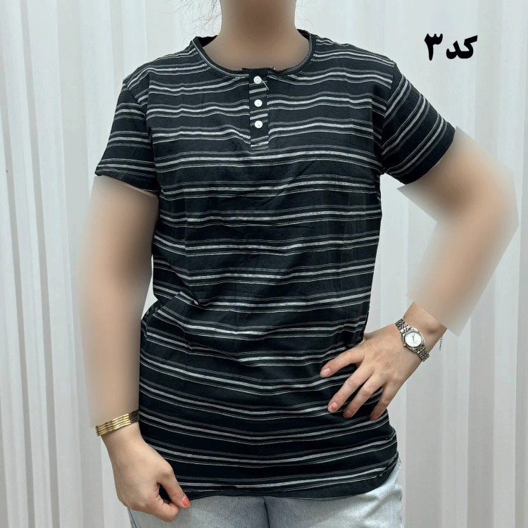 تیشرت نخی پنبه H&M جلودکمه کد 1164 چهارفصل زنانه و دخترانه تنخور راحت سایزبندی کامل