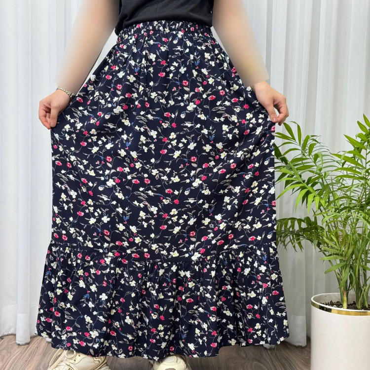 دامن زنانه بلند نخی خارجی فری سایز تا 48 آبرفت تا 5 سانت سایه نمیاندازد