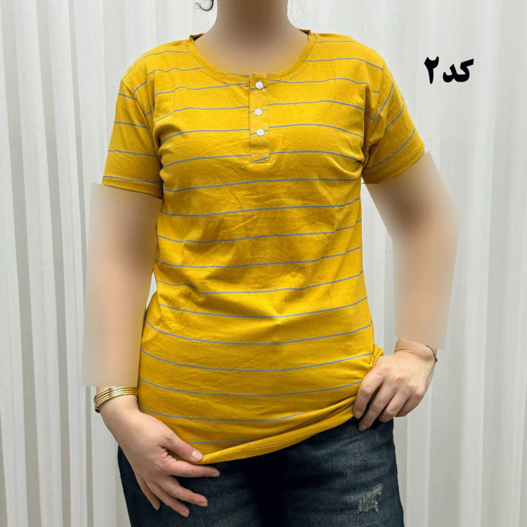 تیشرت نخی پنبه H&M جلودکمه کد 1164 چهارفصل زنانه و دخترانه تنخور راحت سایزبندی کامل