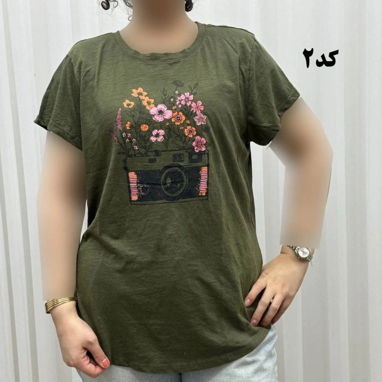 تیشرت طرحدار وارداتی نخ پنبه چهارفصل زنانه دخترانه سایز S تا XXXL کد 1175