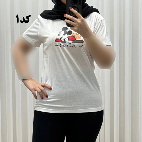 تیشرت زنانه وارداتی میکس طرحبندی کد 1269 جنس نخ پنبه چهارفصل تنخور راحت سایز M L XL