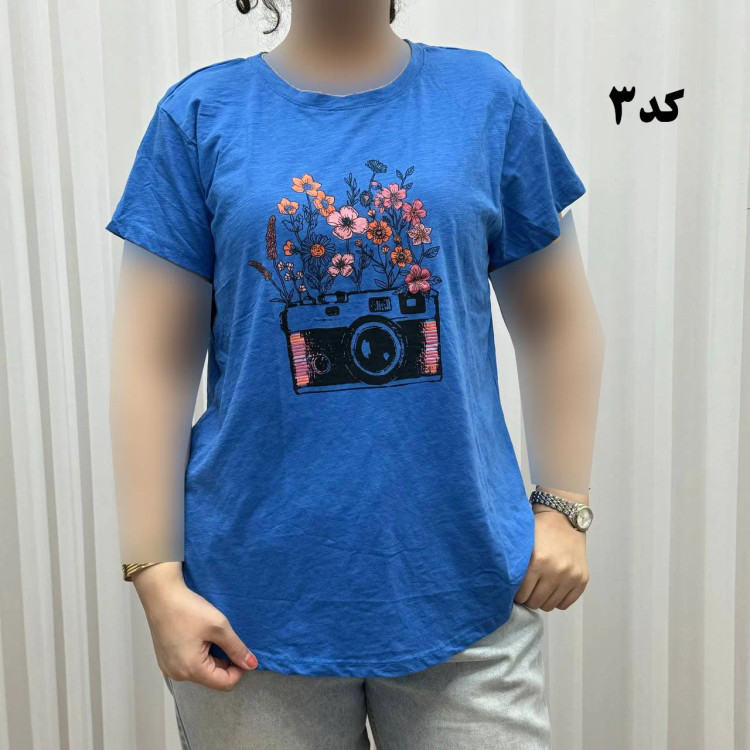 تیشرت طرحدار وارداتی نخ پنبه چهارفصل زنانه دخترانه سایز S تا XXXL کد 1175