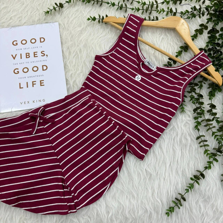 تاپ شورتک کبریتی راه راه وارداتی زنانه کد 1288 تن خور شیک و راحت چهارفصل