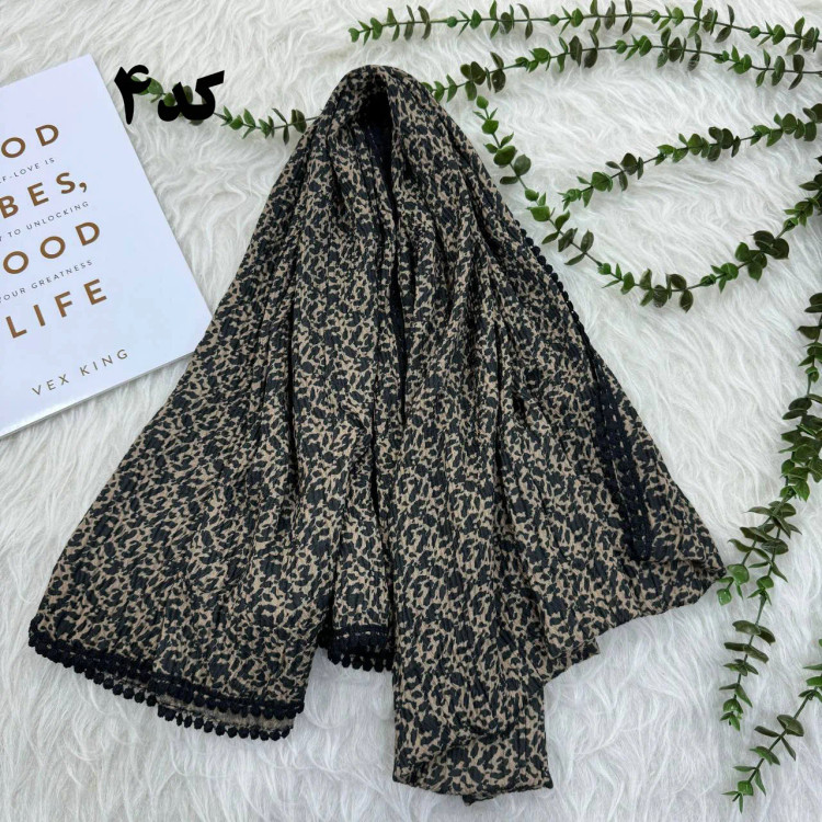 شال طرحدار وارداتی نخ کریشه دور عدسی کد 971 قواره 200x85