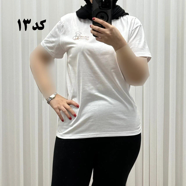 تیشرت زنانه وارداتی میکس طرحبندی کد 1269 جنس نخ پنبه چهارفصل تنخور راحت سایز M L XL