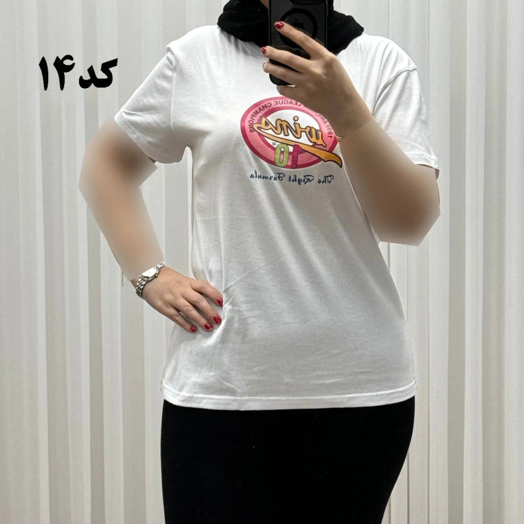 تیشرت زنانه وارداتی میکس طرحبندی کد 1269 جنس نخ پنبه چهارفصل تنخور راحت سایز M L XL