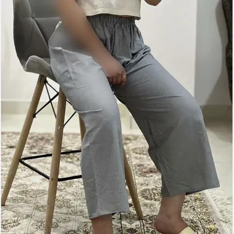 شلوار لینن زنانه فری سایز تا 46 رنگی کرم چهارفصل تنخور شیک و راحت بدون سایه اندازی