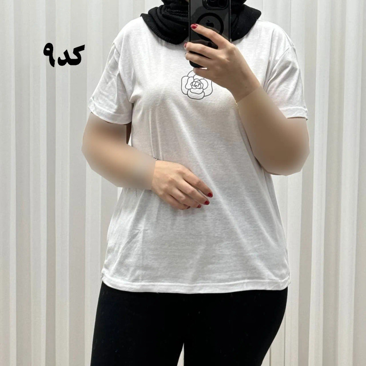 تیشرت زنانه وارداتی میکس طرحبندی کد 1269 جنس نخ پنبه چهارفصل تنخور راحت سایز M L XL