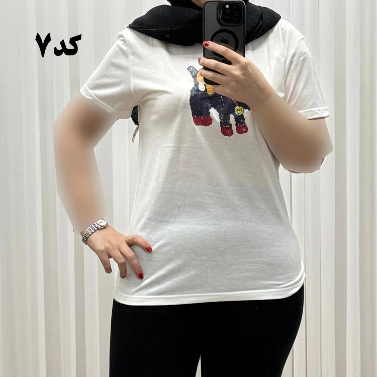 تیشرت زنانه وارداتی میکس طرحبندی کد 1269 جنس نخ پنبه چهارفصل تنخور راحت سایز M L XL