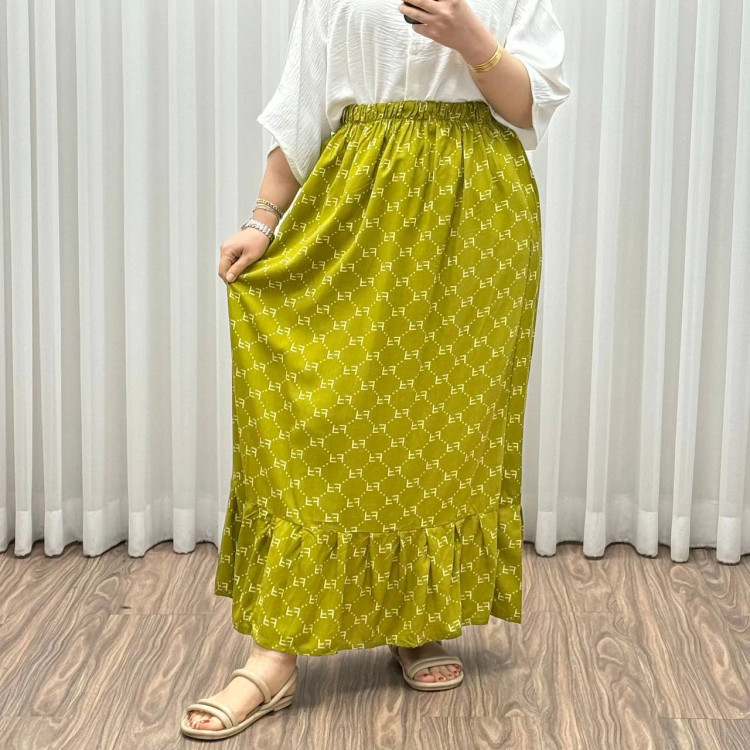 دامن پارچه خارجی مدل Fendi کد 1368 فری سایز تا 48 قد 97 سانتیمتر جنس پفکی چهارفصل زنانه شیک راحت