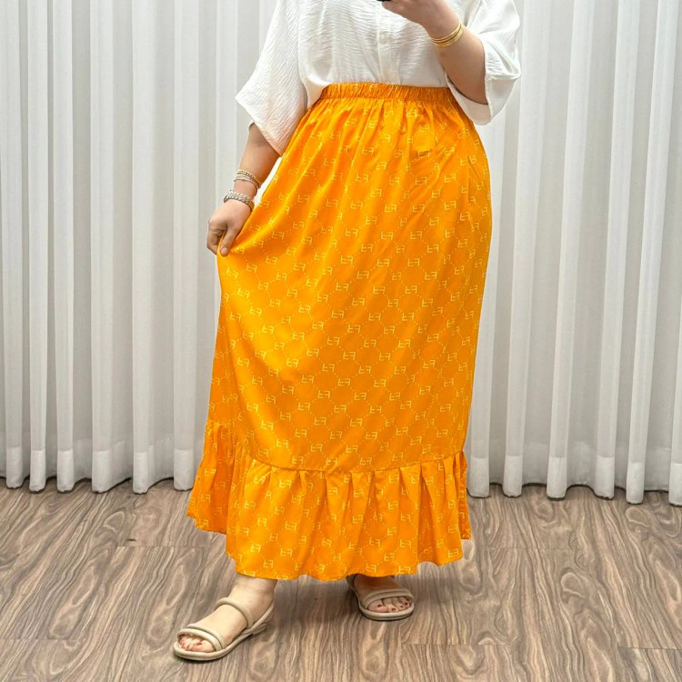 دامن پارچه خارجی مدل Fendi کد 1368 فری سایز تا 48 قد 97 سانتیمتر جنس پفکی چهارفصل زنانه شیک راحت