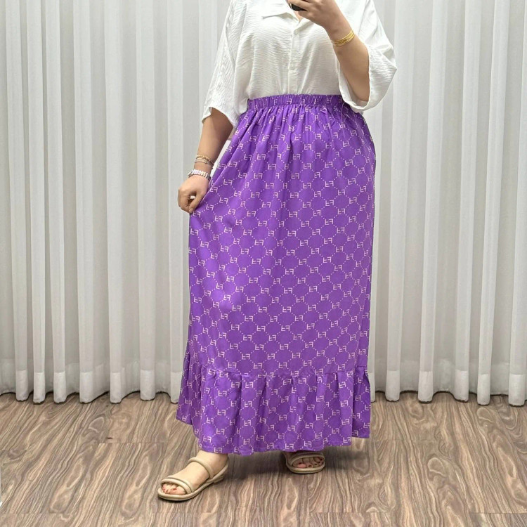 دامن پارچه خارجی مدل Fendi کد 1368 فری سایز تا 48 قد 97 سانتیمتر جنس پفکی چهارفصل زنانه شیک راحت