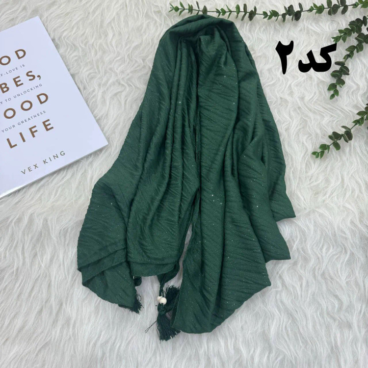 شال ساده شاین دار نخی قواره بزرگ 190×75 زنانه مناسب استفاده روزمره بدون آبرفت و چروک