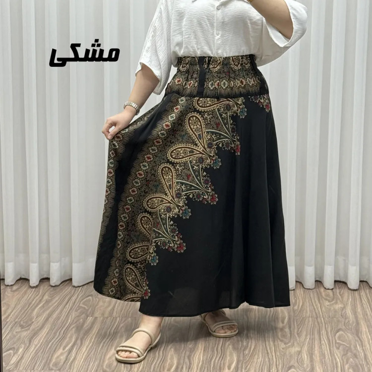 دامن وارداتی اندونزی مدل ترمه کد 1608 فری سایز مناسب تا سایز 48 قد 95 سانتیمتر سوپر نخ چهارفصل شیک و راحت