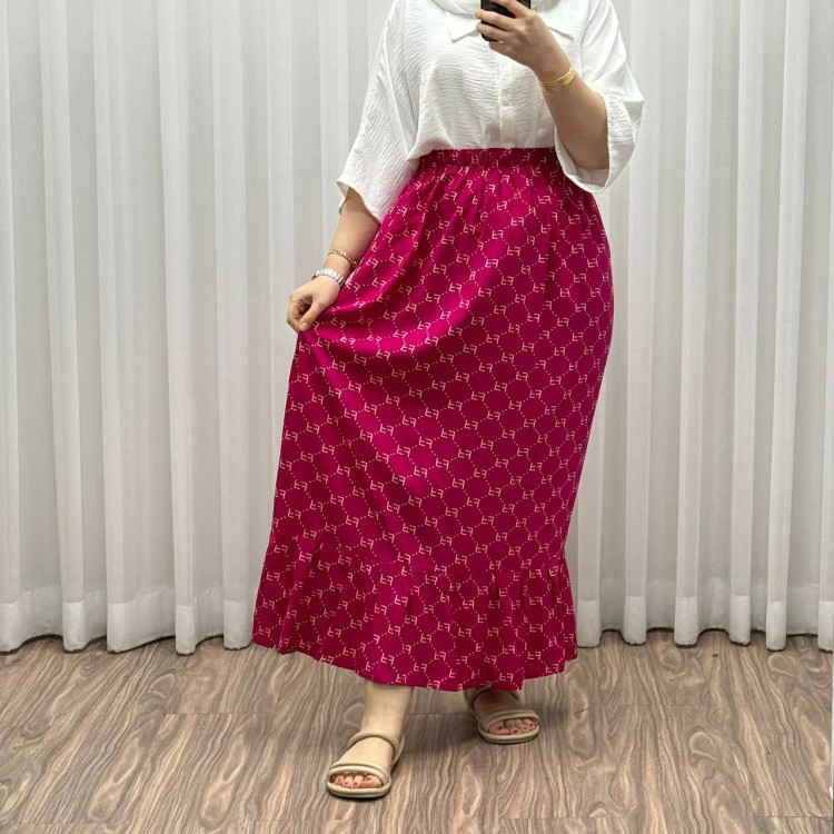 دامن پارچه خارجی مدل Fendi کد 1368 فری سایز تا 48 قد 97 سانتیمتر جنس پفکی چهارفصل زنانه شیک راحت