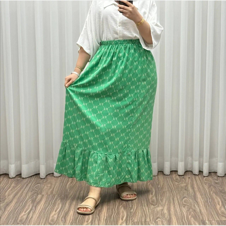 دامن پارچه خارجی مدل Fendi کد 1368 فری سایز تا 48 قد 97 سانتیمتر جنس پفکی چهارفصل زنانه شیک راحت